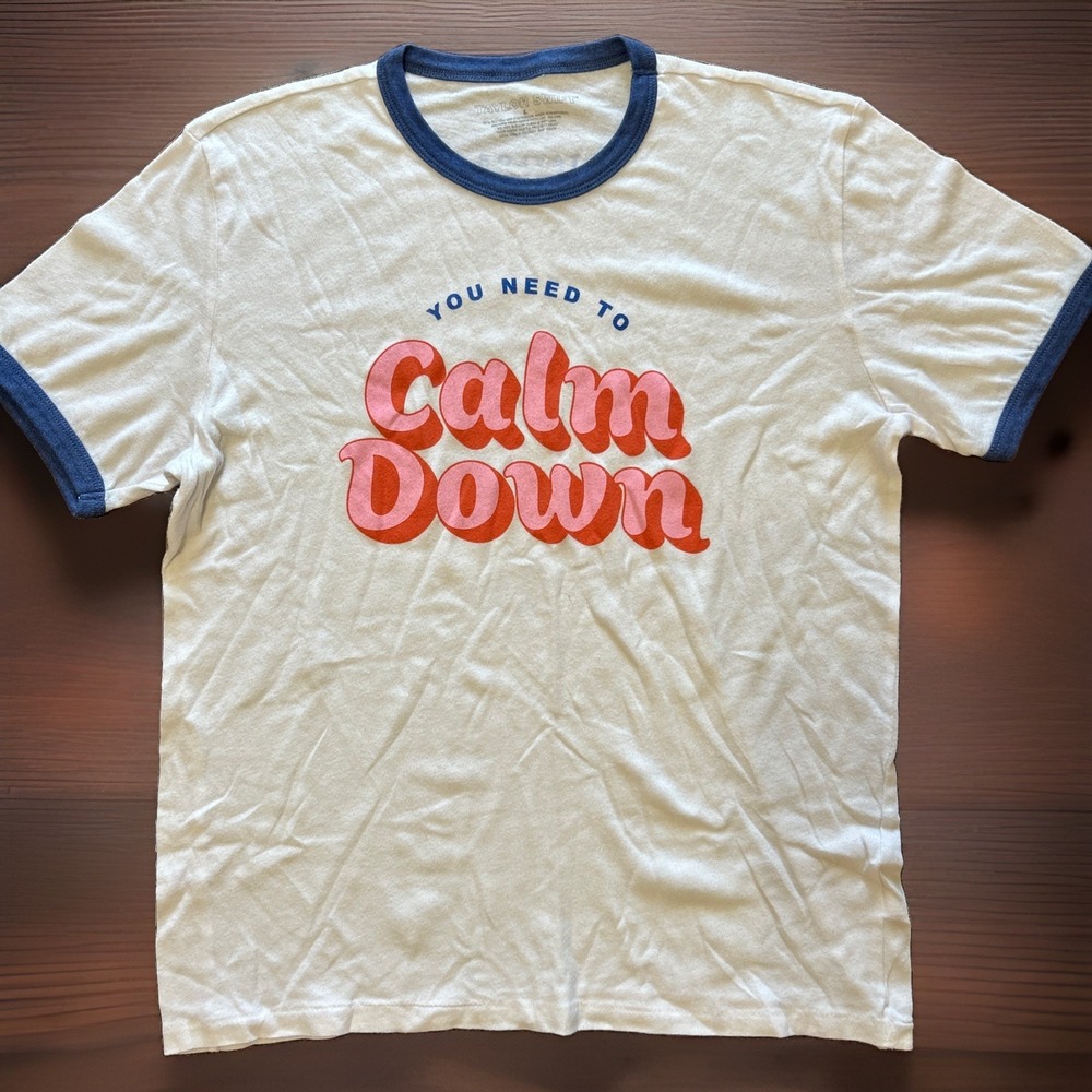 Taylor Swift You Need To Calm Down Ringer Tee Swifty Women's Large